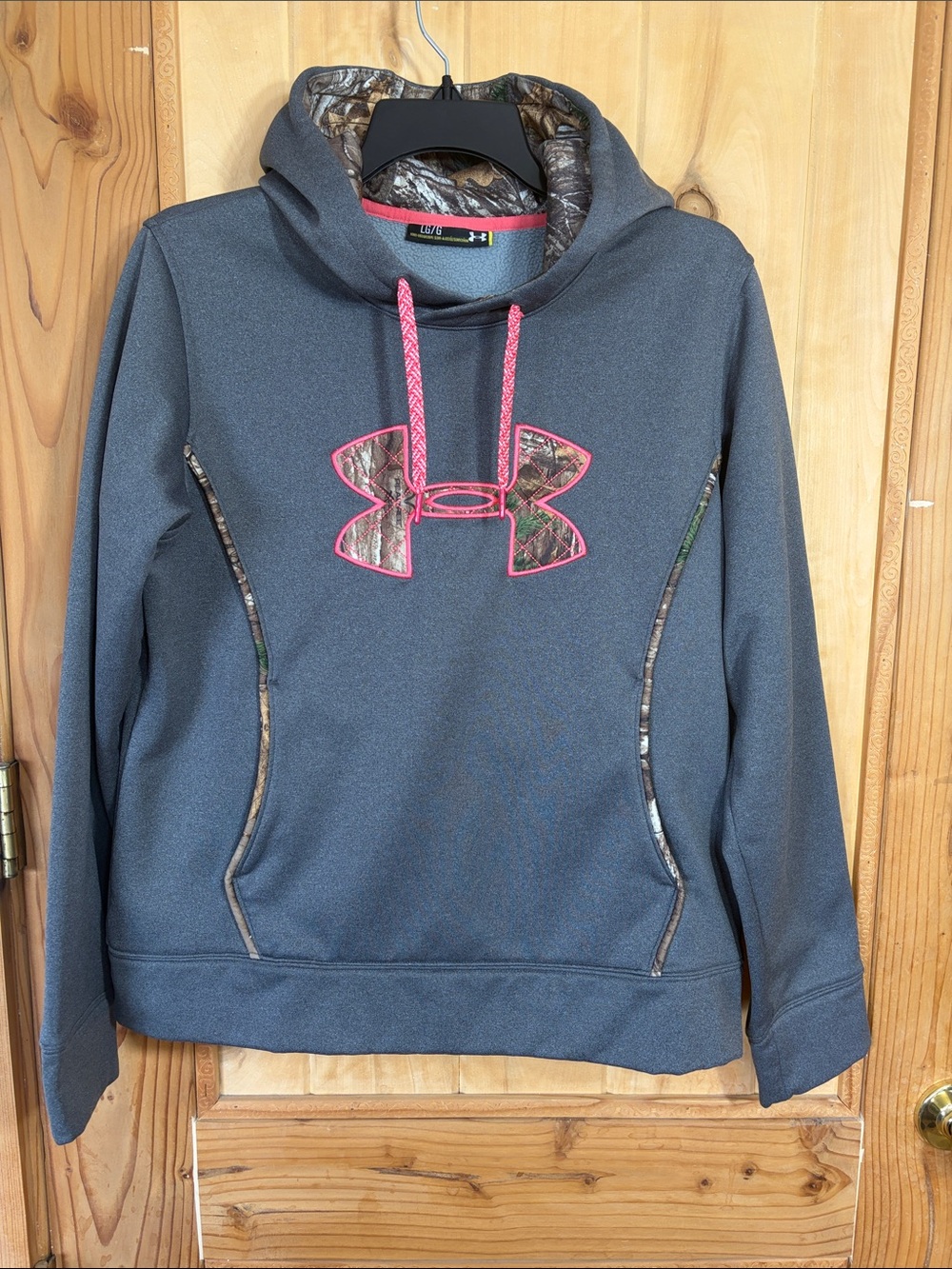 Under Armour Women's Charcoal Hoodie with Pink & Camo Accents